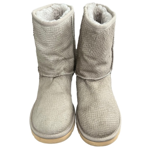 Ugg Classic Short Calf Hair Brown Oyster Fur Leather boots - Picture 4 of 5